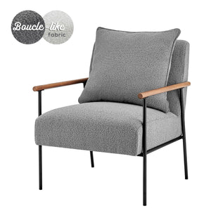 Quinton Fabric Accent Arm Chair In Boucle Gray