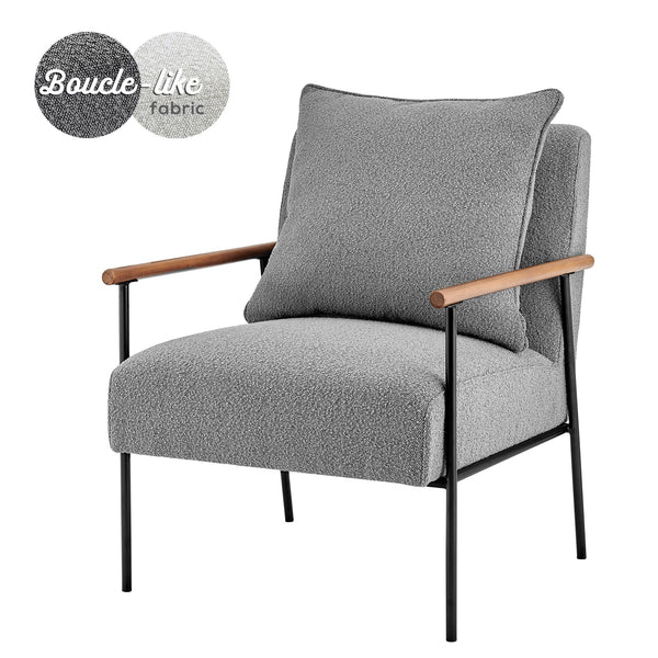 Quinton Fabric Accent Arm Chair In Boucle Gray