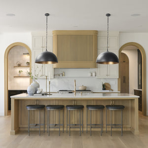 Karina 24" Round Matte Black Hammered Metal Dome Pendant Light