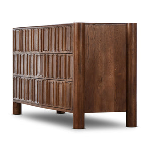 Ezri 6 Drawer Dresser - Carved Cocoa Oak