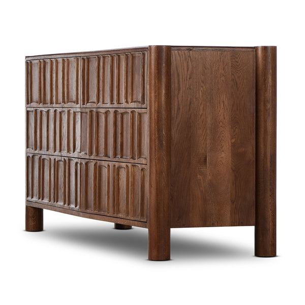 Ezri 6 Drawer Dresser - Carved Cocoa Oak