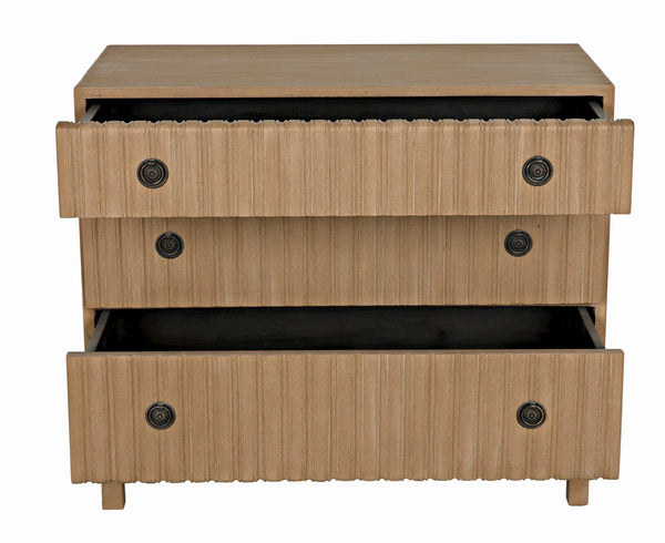 Daryl Mahogany Dresser with Brass Pulls in Weathered Finish