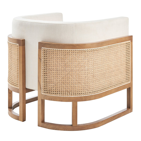 Velma Accent Arm Chair w/ Rattan, Shortbread/Natural