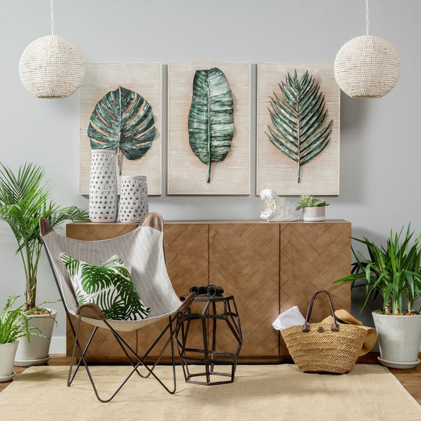 Boyle I 20 x 20 Green Tropical Palm Leaf Decorative Pillow Cover
