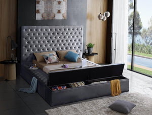 Randal King Bed In Grey Velvet