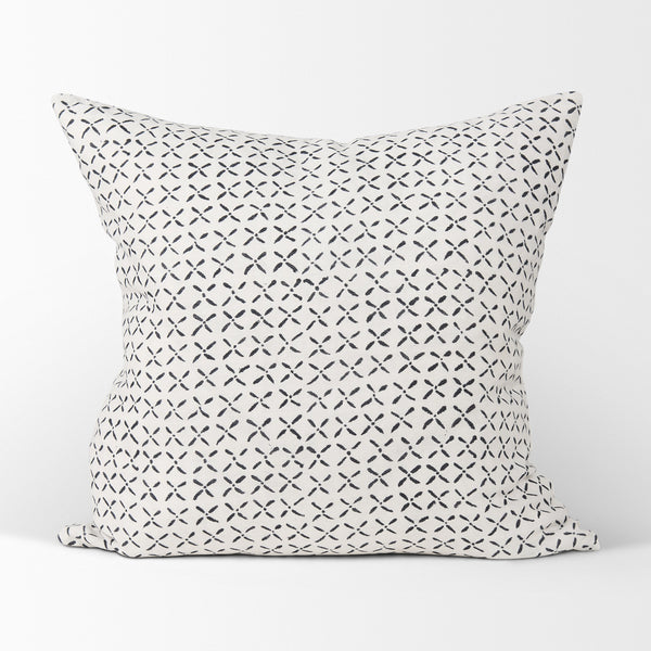 Jayden Cream w/ Black Print Linen Square Decorative Pillow Cover