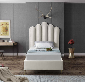 Anita Twin Bed In Cream Velvet