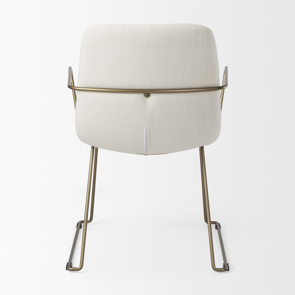 Sawyer Cream Fabric Wrap Gold Metal Frame Dining Chair