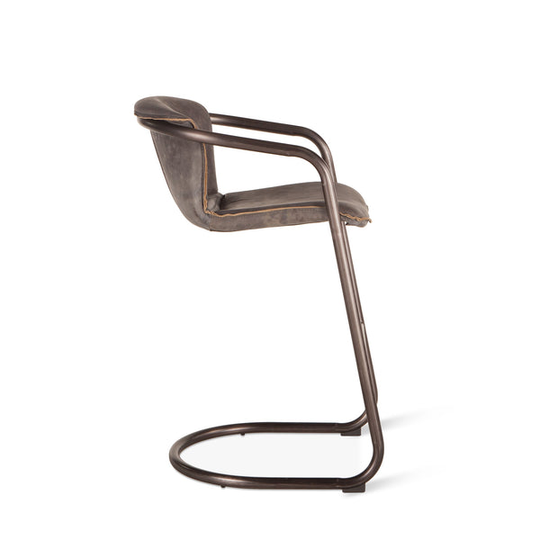Portofino Distressed Antique Ebony Leather Bar Chair