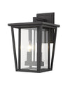 Seoul 2 Light Outdoor Wall Sconce in Black Finish
