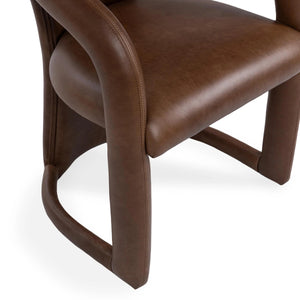 Archie Leather Dining Chair in Bison Brown