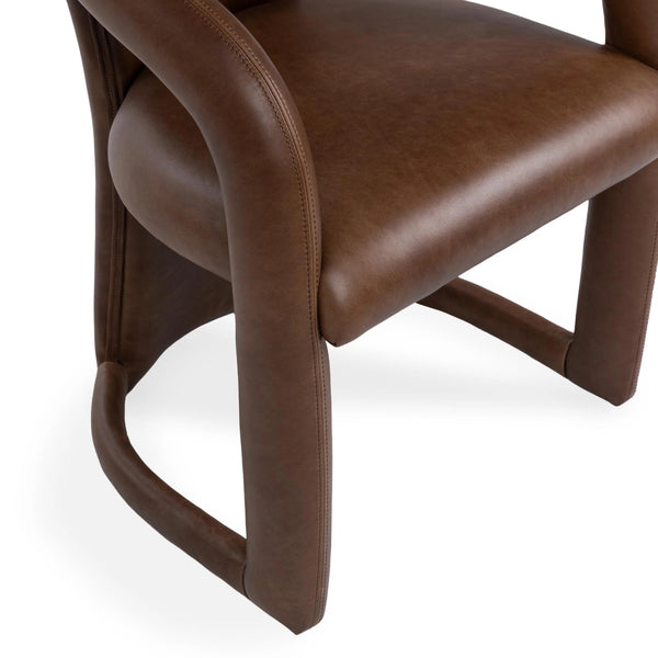 Archie Leather Dining Chair in Bison Brown