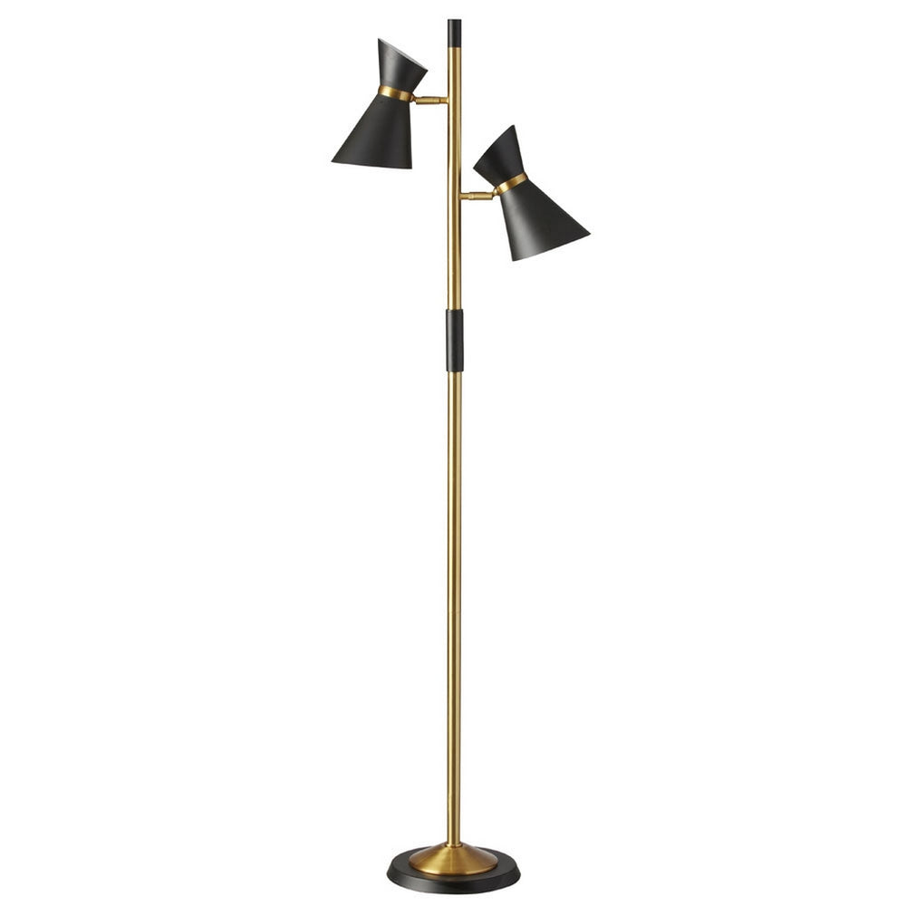 2LT Floor Lamp w/ Black Shade, VB
