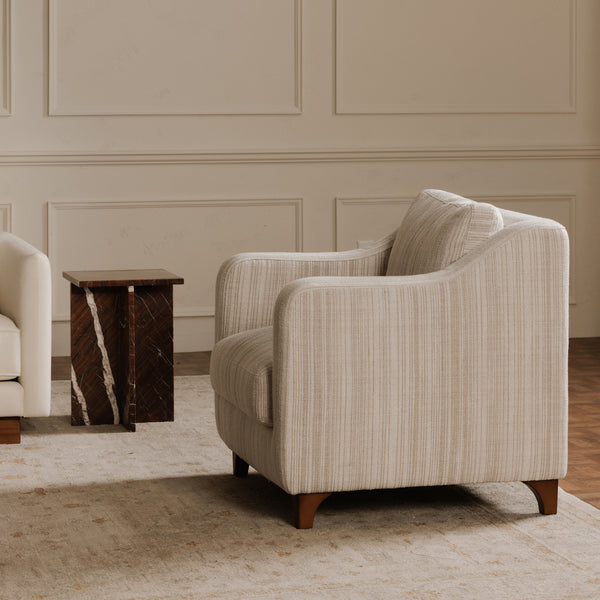 Moe's Hewitt Accent Chair in Beige Stripe