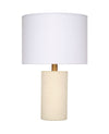 Roman Leather Table Lamp with Linen Shade, White