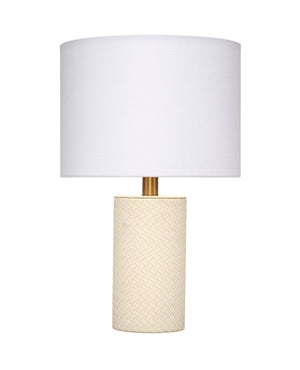 Roman Leather Table Lamp with Linen Shade, White