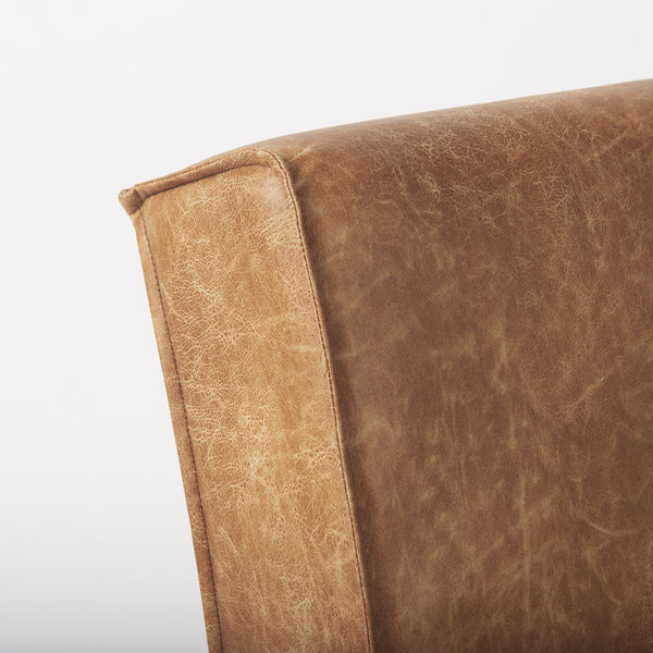 Damon 19.8L x 26.3W x 31.8H Cognac Brown Faux Leather Dining Chair