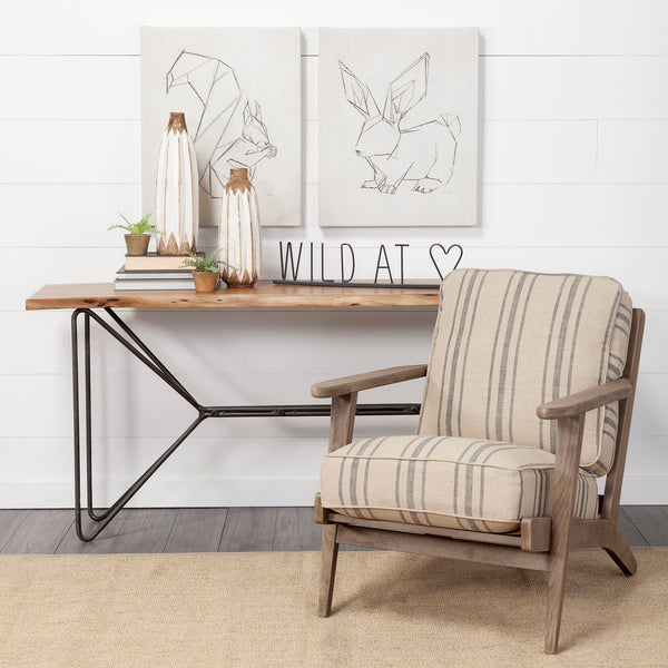 Papillion I 66L x 16W Natural Solid Wood and Iron Console Table