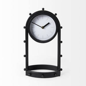 Marian 7.5L x 5.7W x 13.0H Black Studded  Table Clock