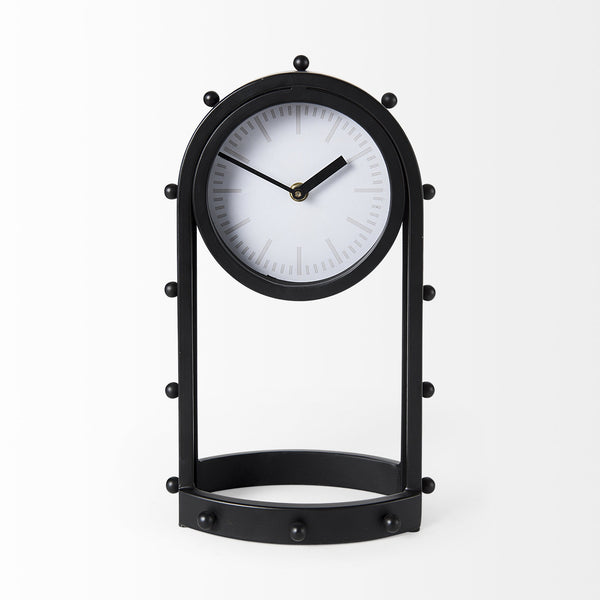 Marian 7.5L x 5.7W x 13.0H Black Studded  Table Clock