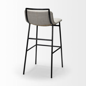 Kavalan 37.5" Total Height Beige Upholstered Seat Gray Metal Frame Bar Stool