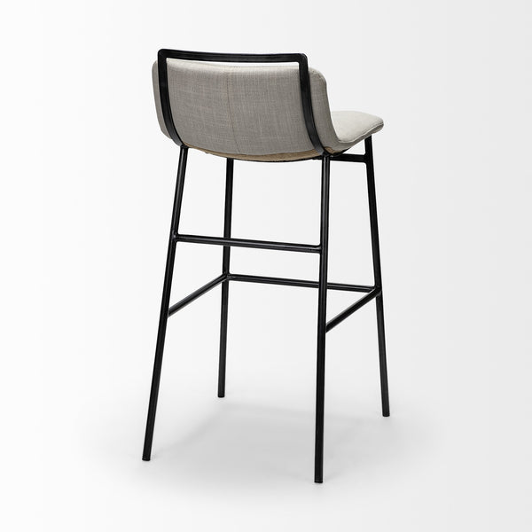 Kavalan 37.5" Total Height Beige Upholstered Seat Gray Metal Frame Bar Stool
