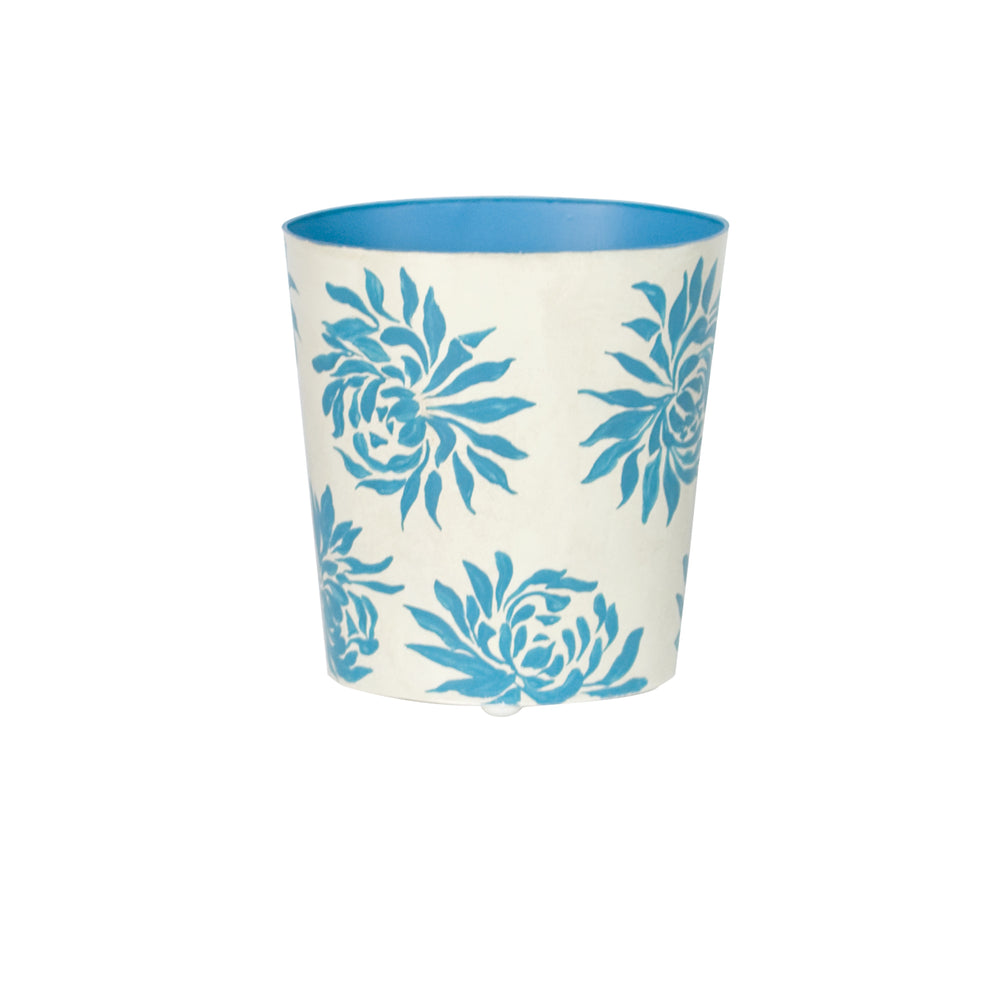 OVAL WASTEBASKET TURQ/CREAM FLORAL