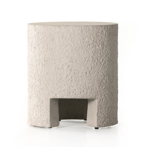 Kember Outdoor End Table In Blanc White