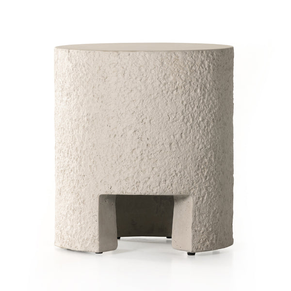Kember Outdoor End Table In Blanc White