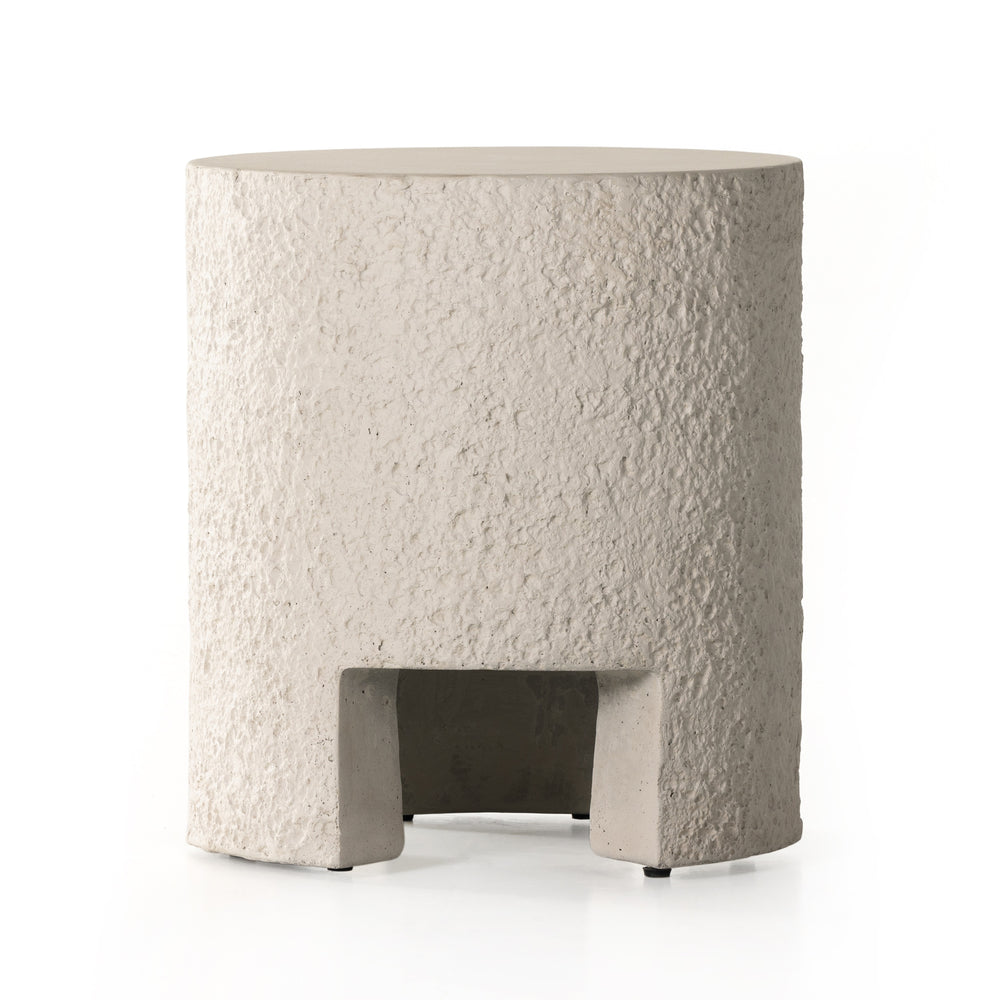 Kember Outdoor End Table In Blanc White