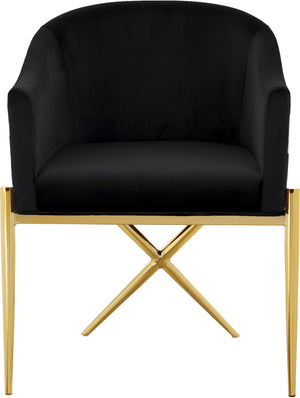 Doris Dining Chair In Black Velvet and Gold