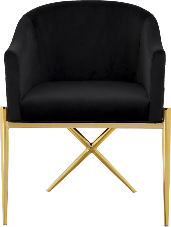 Doris Dining Chair In Black Velvet and Gold