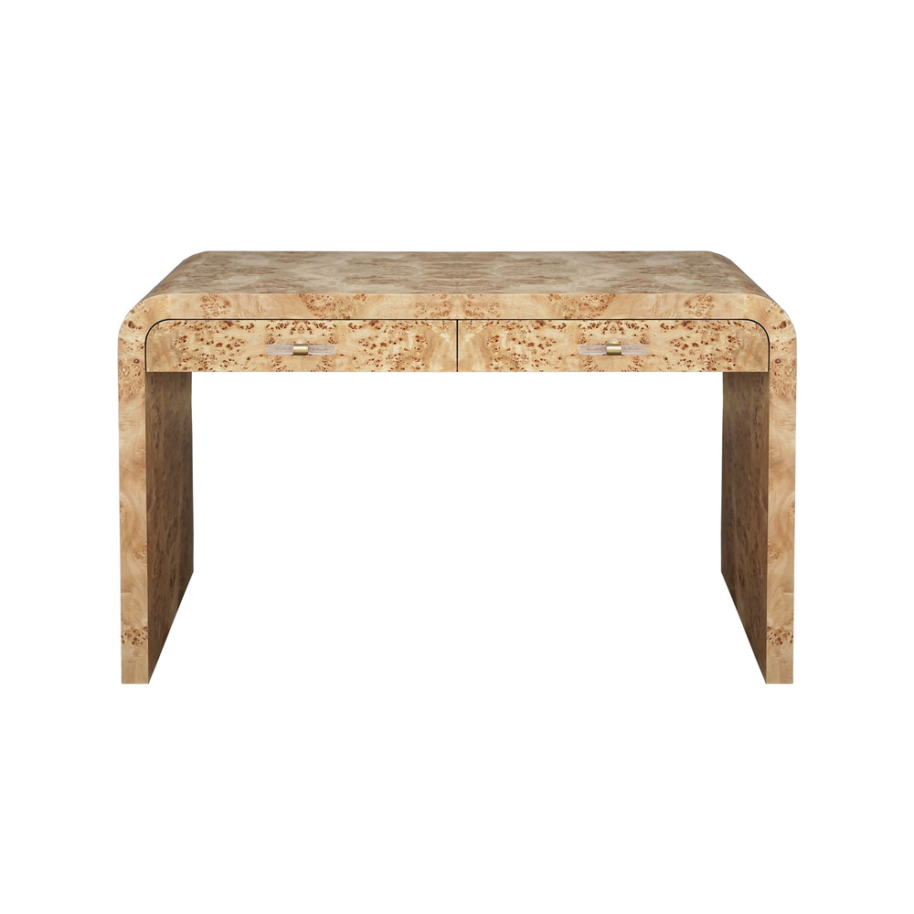 WATERFALL EDGE DESK IN BURL WOOD