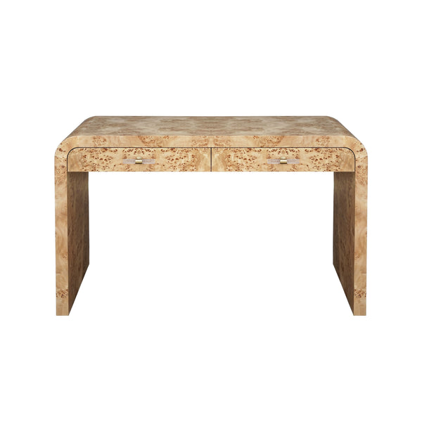 WATERFALL EDGE DESK IN BURL WOOD