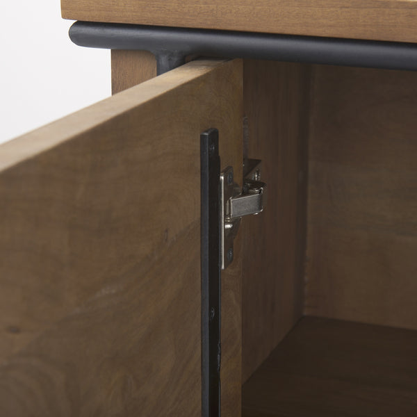 Maddox  40.0L x 18.5W x 32.75H Brown Solid Wood Black Metal 2 Door Accent Cabinet