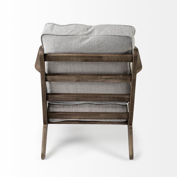 Olympus VI Frost Grey Fabric Wrapped Wooden Frame Accent Chair