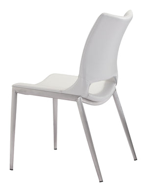 Ace Dining Chair (Set of 2) White & Silver