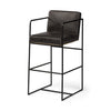 Stamford 40" Total Height Black Leather Seat w/ Wood Back, Metal Frame Bar Stool