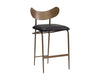 GIBBONS COUNTER STOOL - ANTIQUE BRASS - CHARCOAL BLACK LEATHER