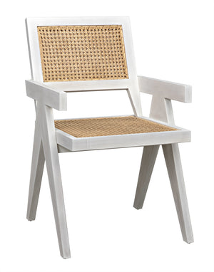 Jude Teak Chair with White Wash Finish and Caning