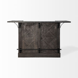 Cheers Dark Brown Solid Wood  Wine Bottle Storage Kitchen Island