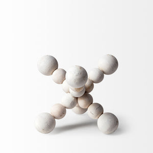 Carrollton I (Small) 7L x 7W Off-White Geometric Wood Ball Jack