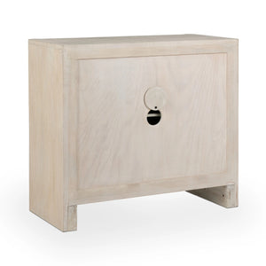 Ledro Solid Mango Wood 2Dr Cabinet with Carvings - Cream