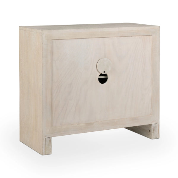Ledro Solid Mango Wood 2Dr Cabinet with Carvings - Cream