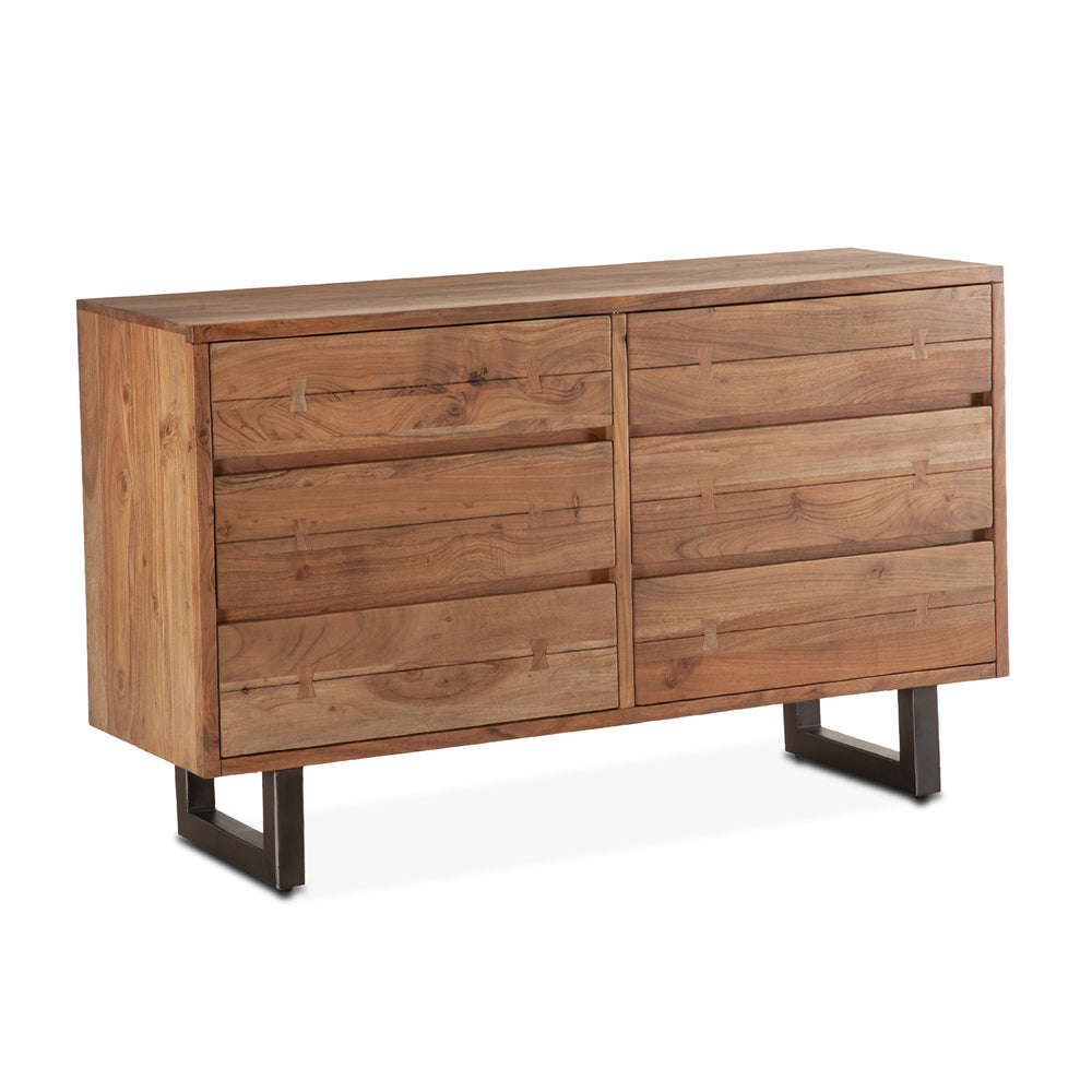 Aspen 58" Six  Drawer Dresser, Smoked Acacia