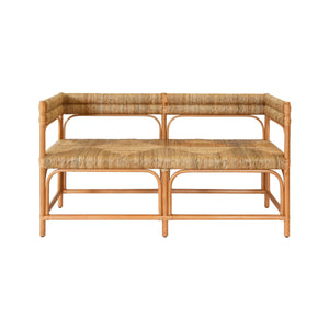 RATTAN BENCH WITH SEAGRASS WRAPPED SEAT AND SEAT BACK