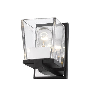 Bleeker Street 1 Light Wall Sconce in Matte Black + Chrome Finish