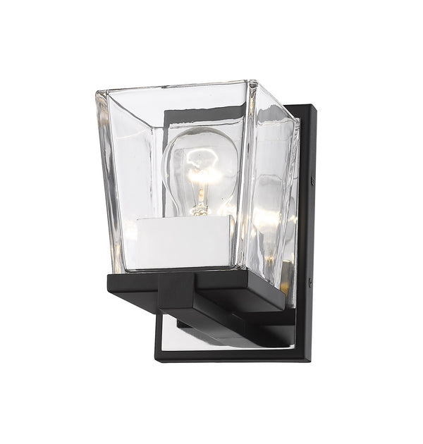 Bleeker Street 1 Light Wall Sconce in Matte Black + Chrome Finish