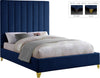 Glenda Full Bed In Navy Velvet