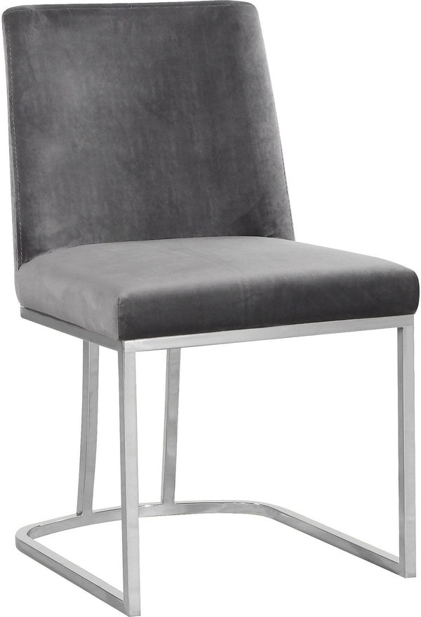 Rick Dining Chair In Grey Velvet and Chrome